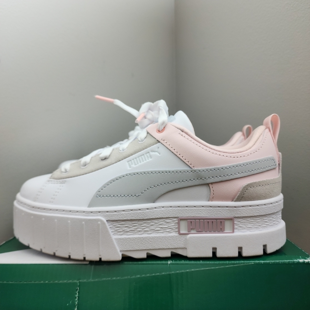 NEW Rare Puma Mayze White Chalk Pink Pastel Skateboarding Sneakers - Picture 5 of 10